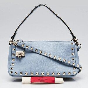 Valentino Niagra Pebbled Leather Small Rockstud Flip Lock Shoulder Bag